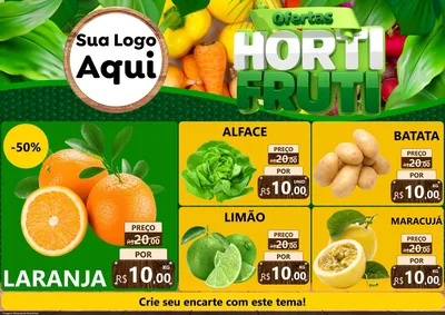 Modelo de Encarte para Encarte A4 Horizontal com o tema Ofertas Hortifrúti para Hortifrúti