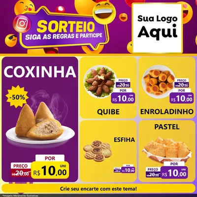 Modelo de Rede Social para Feed Facebook com o tema Sorteio para Salgadaria