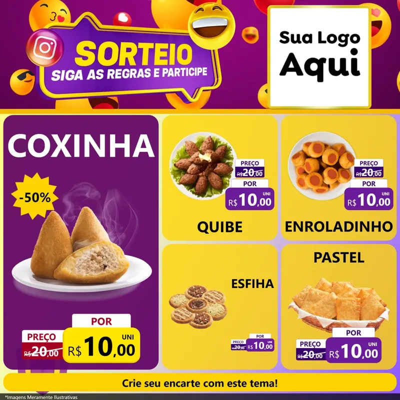 Modelo de Rede Social para Feed Facebook com o tema Sorteio para Salgadaria