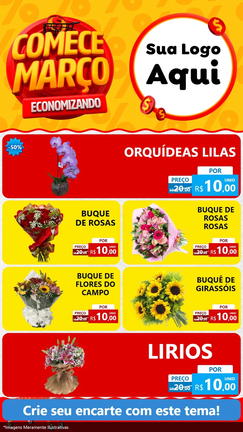 Modelo de TV para TV Vertical com o tema Comece Março Economizando para Floricultura e jardim