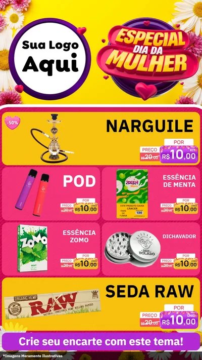 Modelo de TV para TV Vertical com o tema Especial Dia da Mulher para Tabacaria
