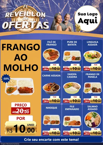 Modelo de Encarte para Encarte A4 Vertical com o tema Réveillon de Ofertas para Restaurante