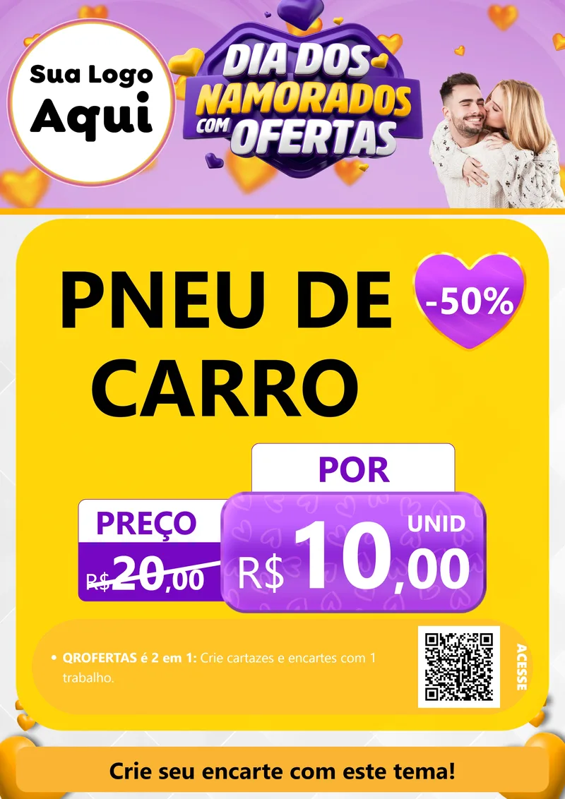 Modelo de Cartaz para Cartaz A4 Vertical com o tema Dia Dos Namorados Com Ofertas para Auto peças