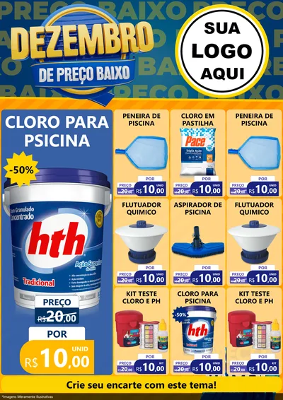 Modelo de Encarte para Encarte A4 Vertical com o tema Dezembro de Preço Baixo para Produtos para Piscina