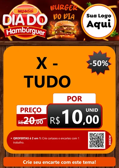 Modelo de Cartaz para Cartaz A4 Vertical com o tema Especial Dia do Hambúrguer para Hamburgueria