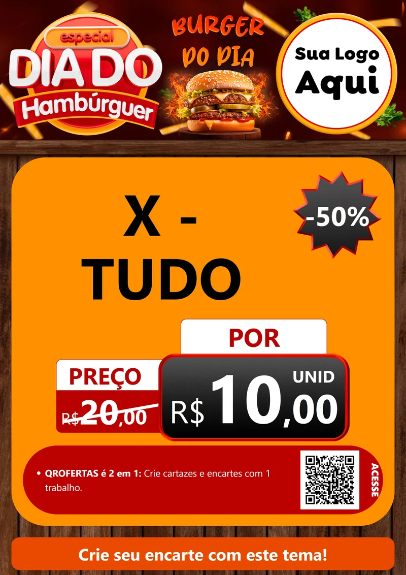 Modelo de Cartaz para Cartaz A4 Vertical com o tema Especial Dia do Hambúrguer para Hamburgueria