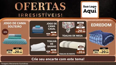 Modelo de TV para TV Horizontal com o tema Ofertas Irresistíveis! para Cama, Mesa e Banho