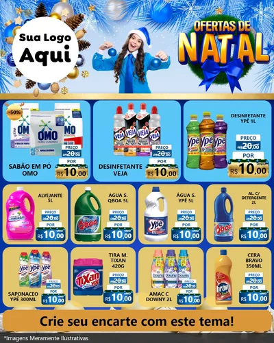 Modelo de Rede Social para Feed Instagram com o tema Ofertas de Natal para Produtos de Limpeza