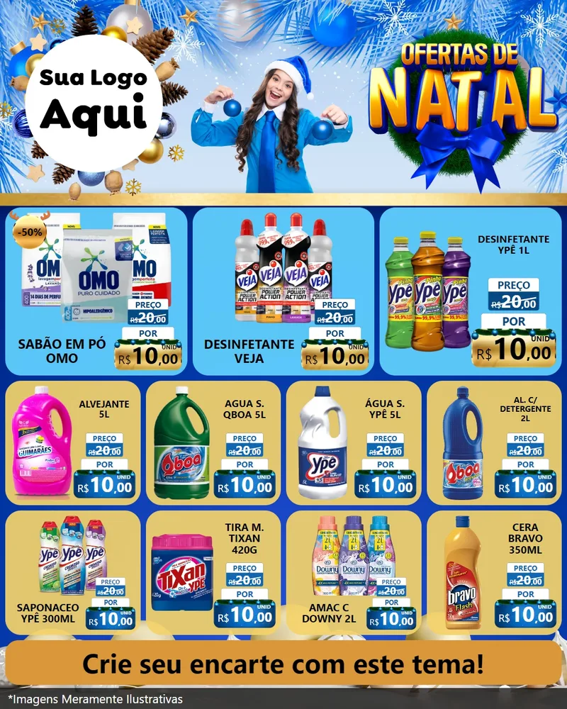 Modelo de Rede Social para Feed Instagram com o tema Ofertas de Natal para Produtos de Limpeza