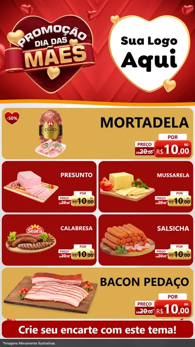 Modelo de TV para TV Vertical com o tema Promoção Dia das Mães para Frios e Laticínios