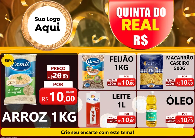 Modelo de Encarte para Encarte A4 Horizontal com o tema Quinta do Real para Supermercado