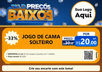 Modelo de Cartaz para Cartaz A4 Horizontal com o tema Dia D Preço Baixo para Cama, Mesa e Banho