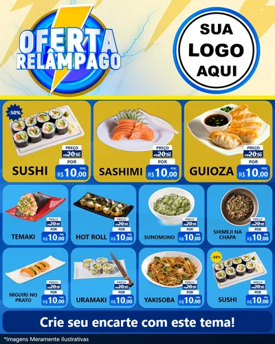 Modelo de Rede Social para Feed Instagram com o tema Oferta Relâmpago para Comida japonesa