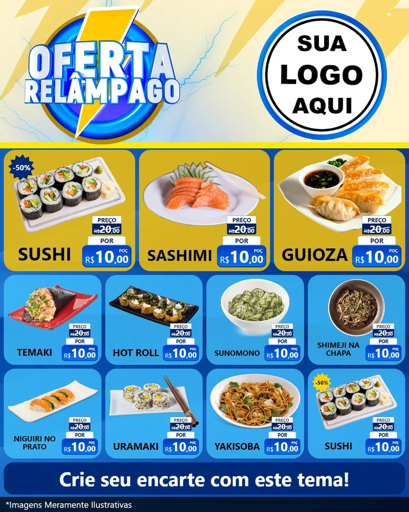 Modelo de Rede Social para Feed Instagram com o tema Oferta Relâmpago para Comida japonesa