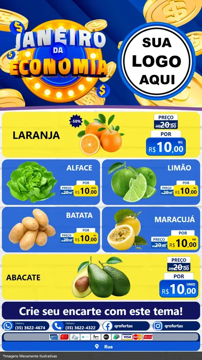 Modelo de TV para TV Vertical com o tema Janeiro da Economia para Hortifrúti