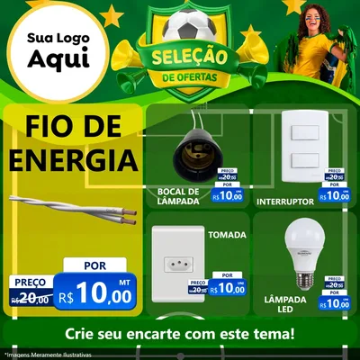 Modelo de Rede Social para Feed Facebook com o tema Seleção de Ofertas - Copa para Materiais Elétricos