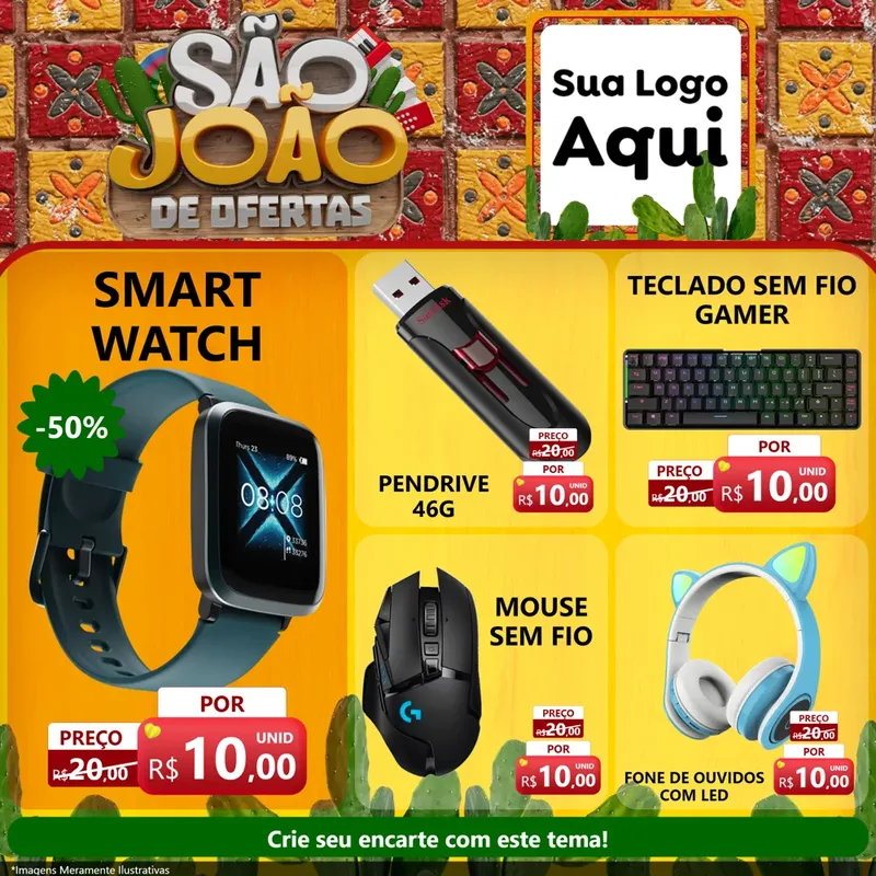 Modelo de Rede Social para Feed Facebook com o tema São João de Muitas Ofertas - Junina para Informática