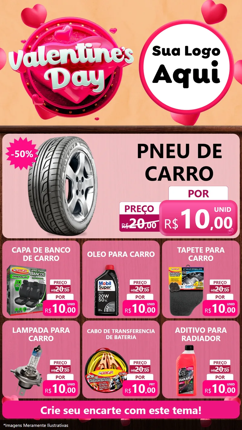 Modelo de Rede Social para Stories com o tema Valentine's Day para Auto peças
