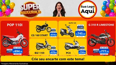 Modelo de TV para TV Horizontal com o tema Super Inauguração para Concessionaria de Motos