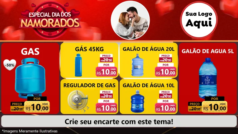 Modelo de TV para TV Horizontal com o tema Especial Dia Dos Namorados para Água e gás