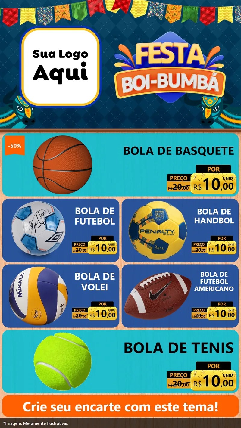 Modelo de TV para TV Vertical com o tema Festa Boi Bumbá para Artigos Esportivos
