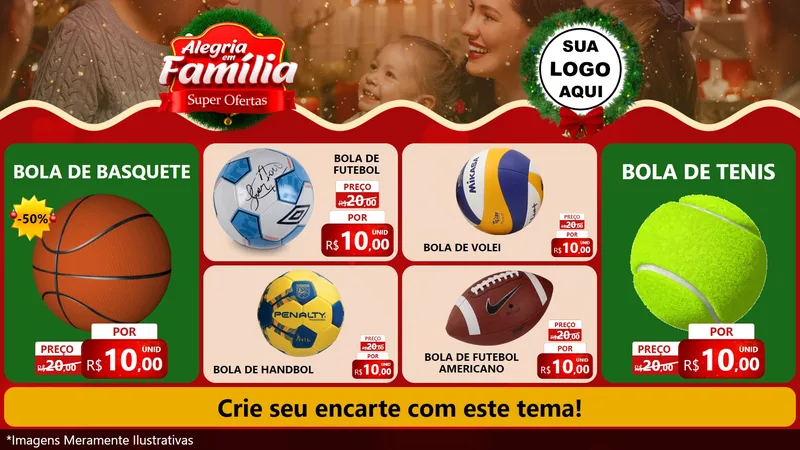 Modelo de TV para TV Horizontal com o tema Alegria Em Família - Super Ofertas para Artigos Esportivos