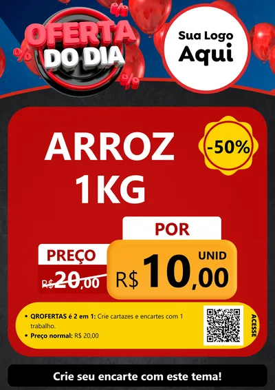 Modelo de Cartaz para Cartaz A4 Vertical com o tema Oferta do Dia para Supermercado
