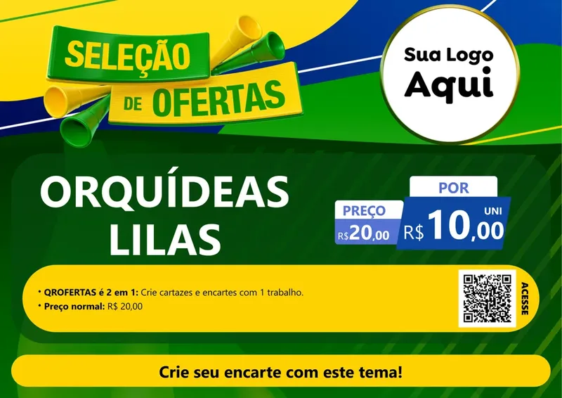 Modelo de Cartaz para Cartaz A4 Horizontal com o tema Seleção de Ofertas - Copa para Floricultura e jardim