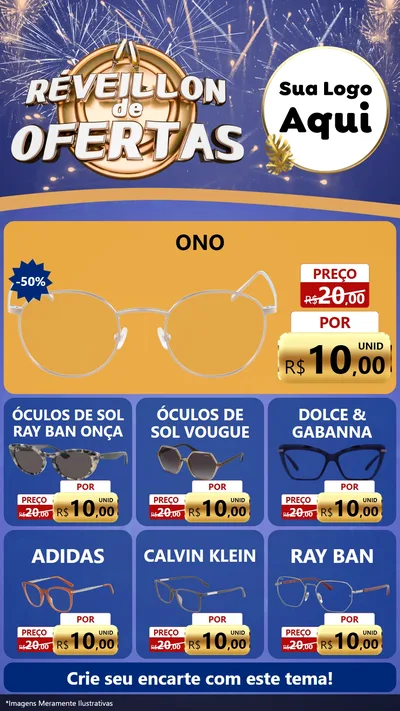 Modelo de Rede Social para Stories com o tema Réveillon de Ofertas para Óticas