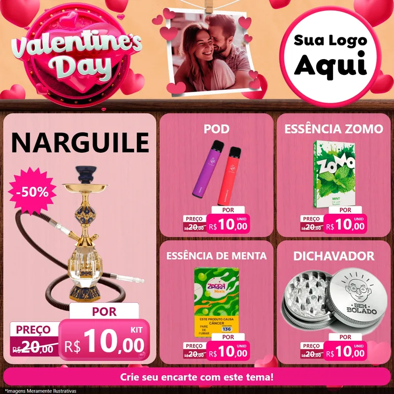 Modelo de Rede Social para Feed Facebook com o tema Valentine's Day para Tabacaria