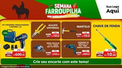 Modelo de TV para TV Horizontal com o tema Semana Farroupilha - Uma Barbaridade de Ofertas para Maquinas e Ferramentas