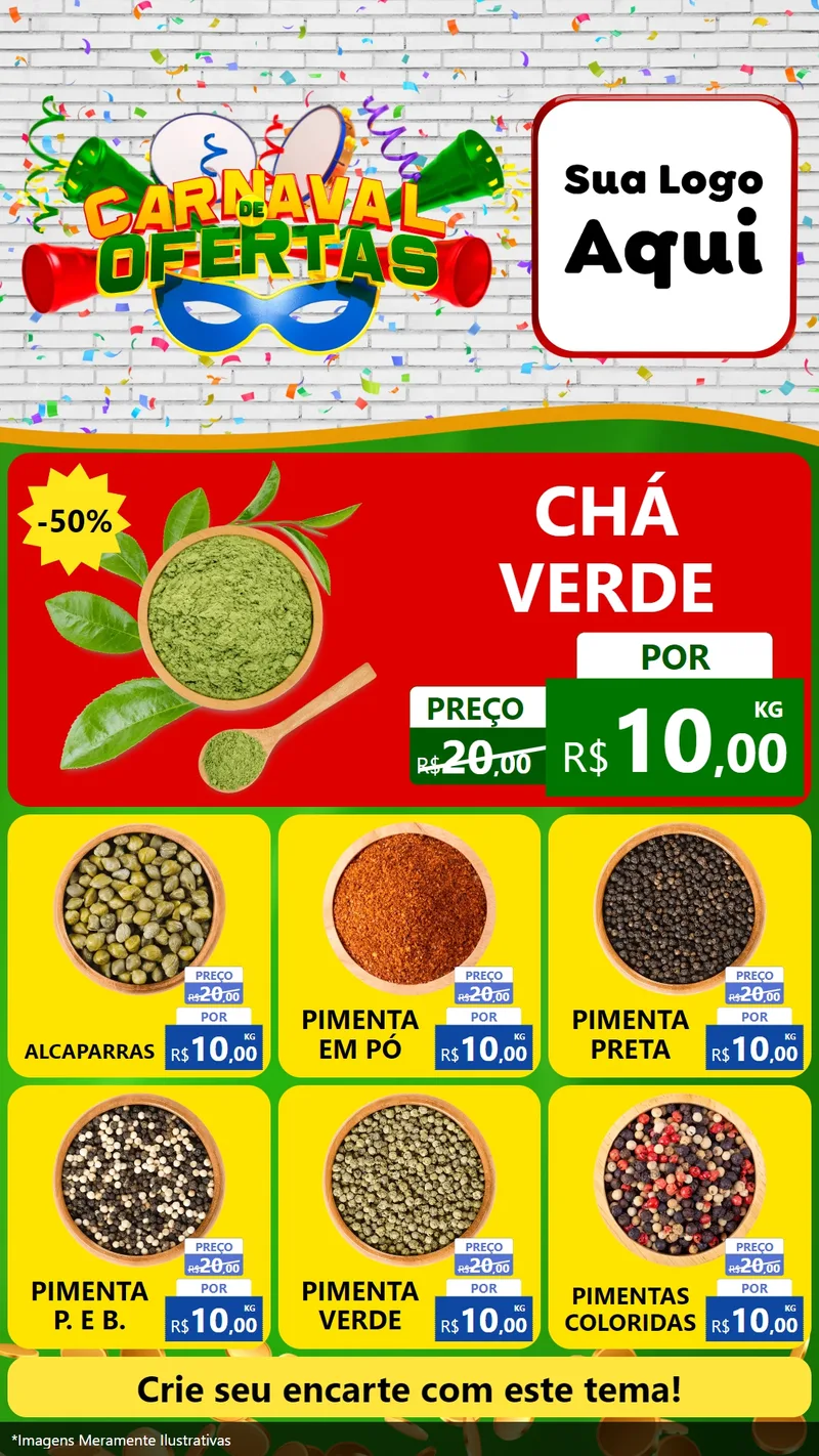 Modelo de Rede Social para Stories com o tema Carnaval de Ofertas para Produtos Naturais