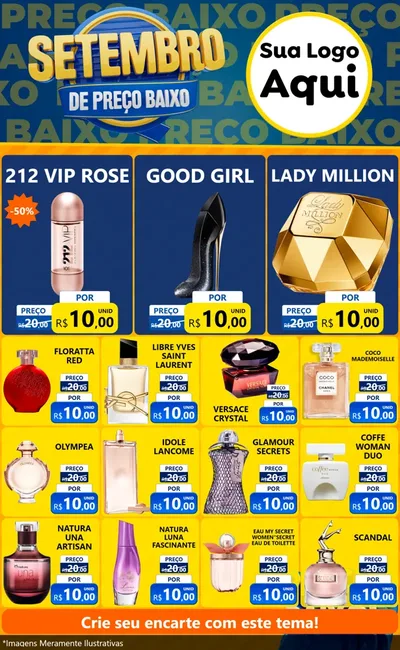 Modelo de Encarte para Encarte Grande com o tema Setembro De Preço Baixo para Perfumes