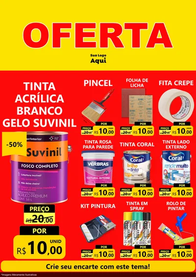 Modelo de Encarte para Encarte A4 Vertical com o tema OFERTA - Vermelho Cartaz para Tintas e Ferramentas