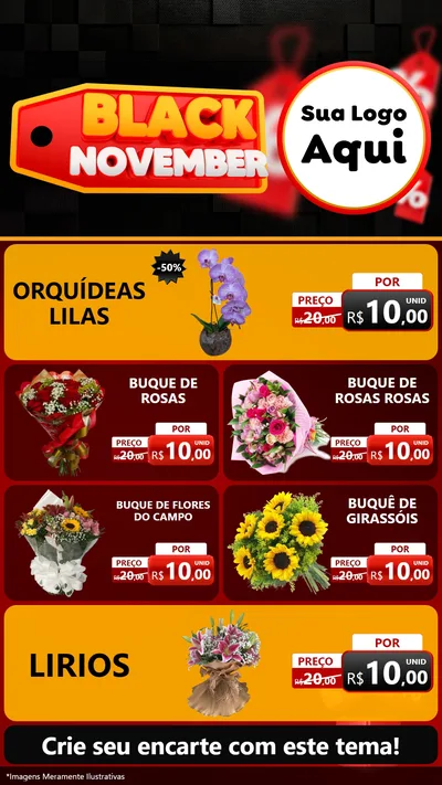 Modelo de TV para TV Vertical com o tema Black November para Floricultura e jardim