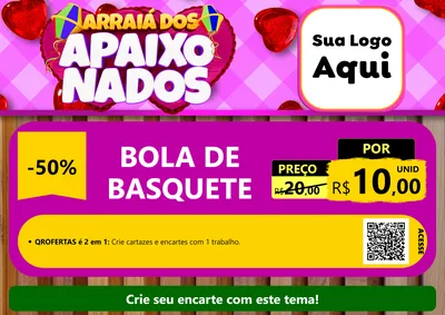 Modelo de Cartaz para Cartaz A4 Horizontal com o tema Arraiá dos Apaixonados para Artigos Esportivos