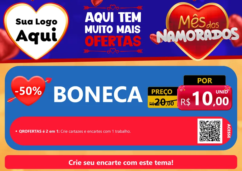 Modelo de Cartaz para Cartaz A4 Horizontal com o tema Mês dos Namorados para Brinquedos