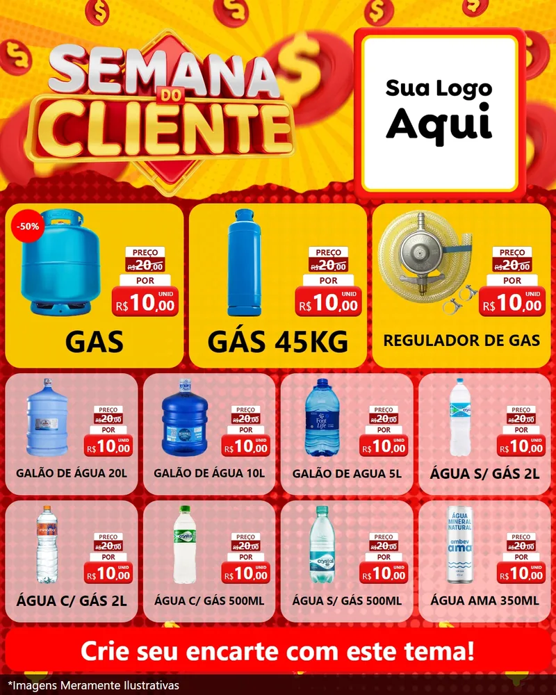 Modelo de Rede Social para Feed Instagram com o tema Semana do Cliente para Água e gás