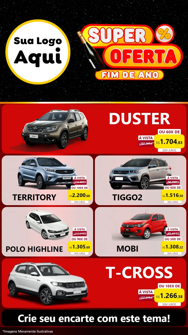 Modelo de TV para TV Vertical com o tema Super Oferta Fim de Ano para Concessionaria de Carros