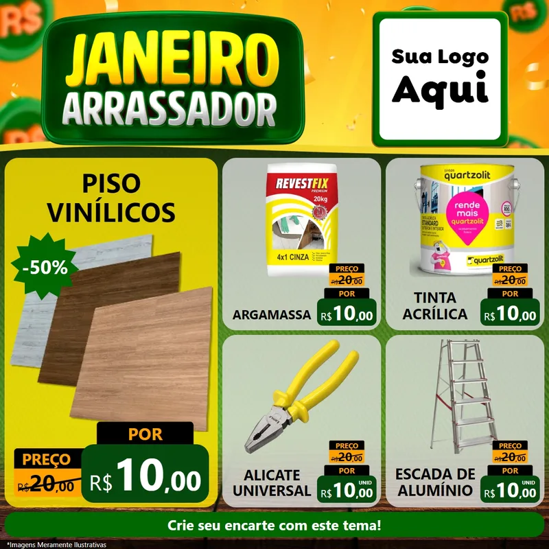 Modelo de Rede Social para Feed Facebook com o tema Janeiro Arrasador para Material para Construção