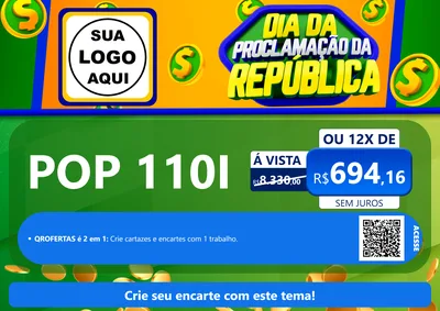 Modelo de Cartaz para Cartaz A4 Horizontal com o tema Dia Da Proclamação da República para Concessionaria de Motos