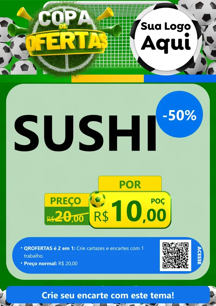 Modelo de Cartaz para Cartaz A4 Vertical com o tema Copa De Ofertas para Comida japonesa