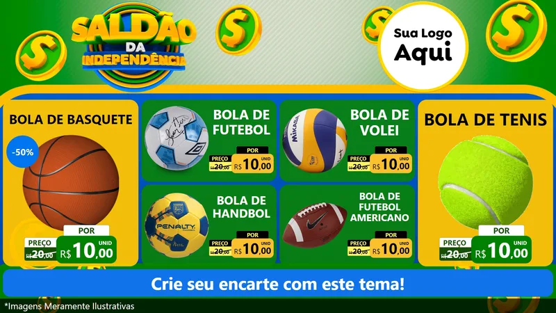Modelo de TV para TV Horizontal com o tema Saldão da Indepêndencia para Artigos Esportivos