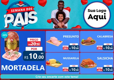 Modelo de Encarte para Encarte A4 Horizontal com o tema Semana Dos Pais para Frios e Laticínios