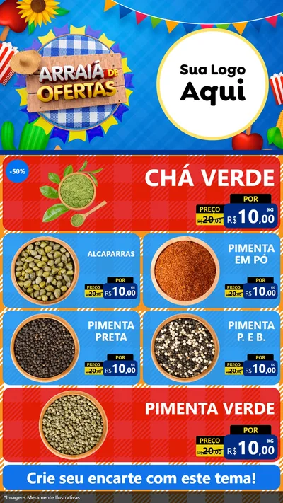 Modelo de TV para TV Vertical com o tema Arraiá de Ofertas para Produtos Naturais