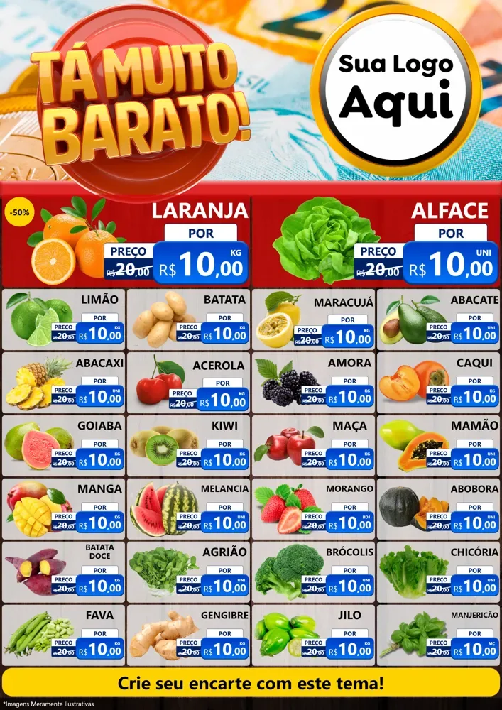 Modelo de Encarte para Encarte A4 Vertical com o tema Está Muito Barato para Hortifrúti