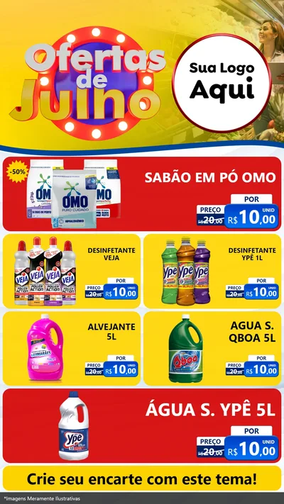Modelo de TV para TV Vertical com o tema Ofertas de Julho para Produtos de Limpeza