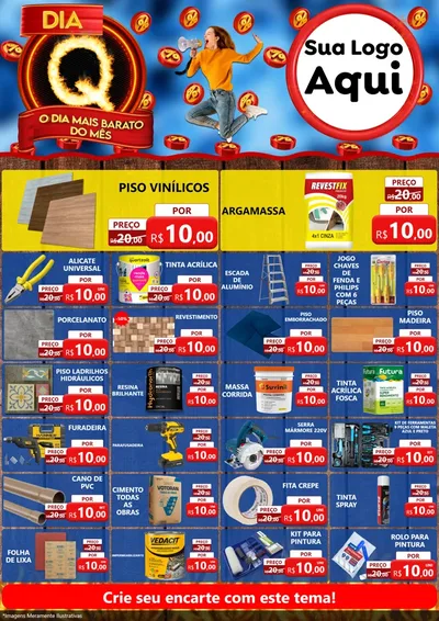 Modelo de Encarte para Encarte A4 Vertical com o tema Dia Q - O Dia Mais Barato Do Mês para Material para Construção