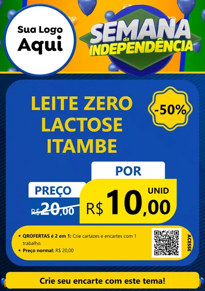 Modelo de Cartaz para Cartaz A4 Vertical com o tema Semana da Independência para Frios e Laticínios