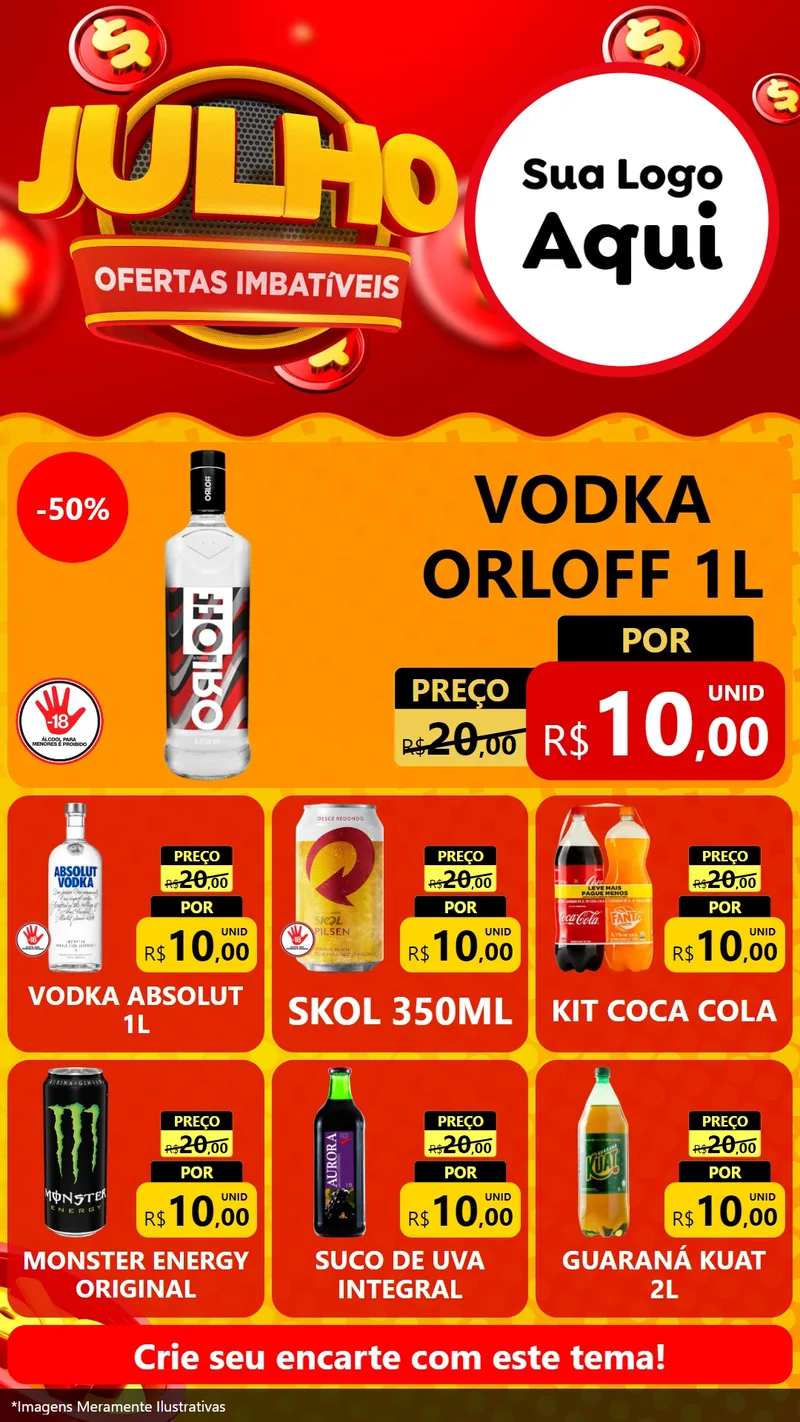 Modelo de Rede Social para Stories com o tema Julho Ofertas Imbatíveis para Distribuidora de bebidas